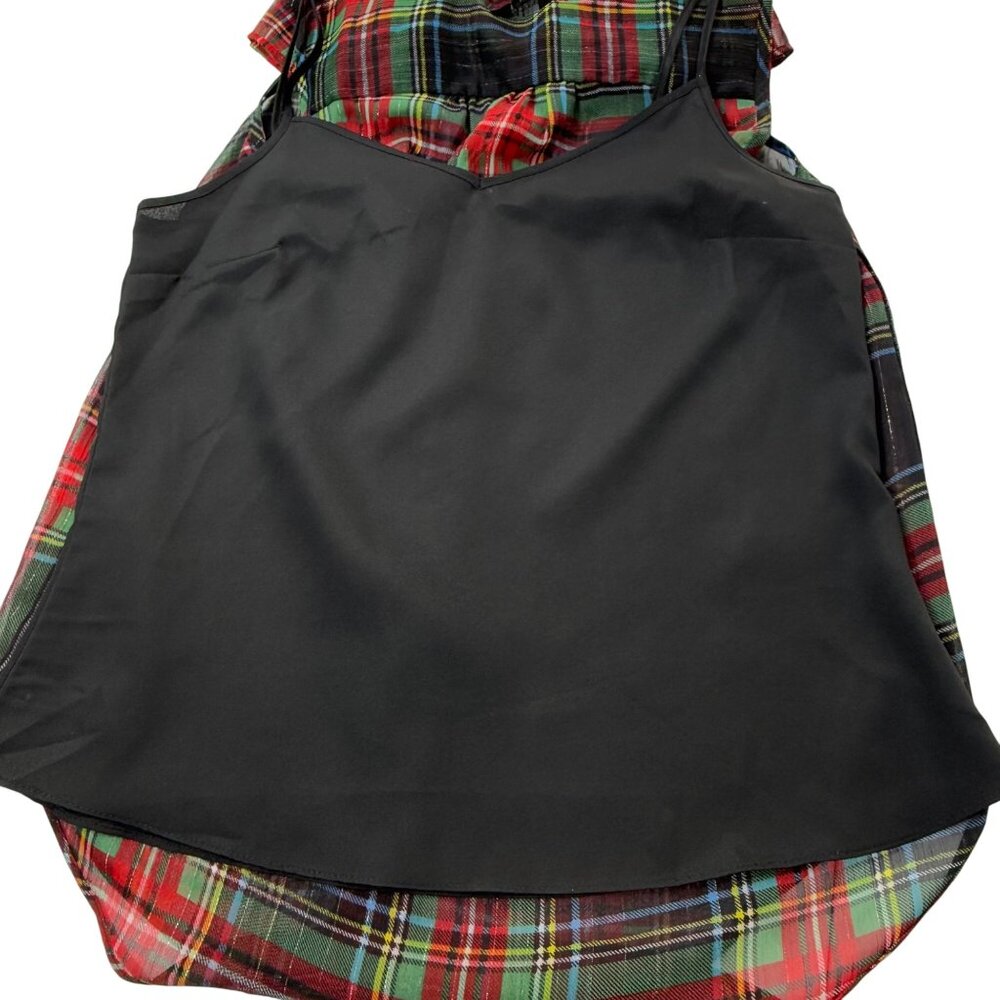 J Crew Stewart Tartan Plaid Top Ruffle‎ Collar Sleeveless Womens 00 - Picture 7 of 13